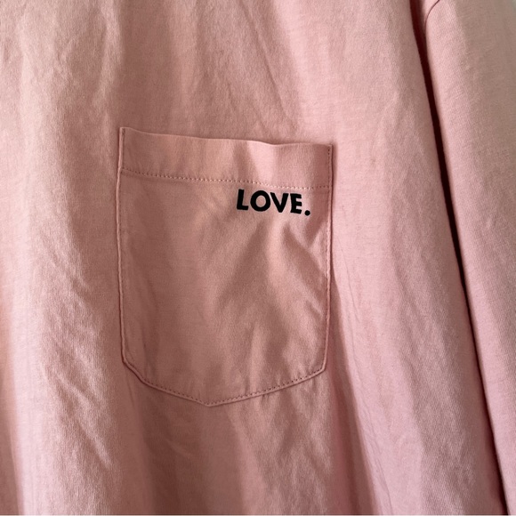 Rebecca Minkoff T-Shirt Size Large Pink Love Pocket Cropped Cotton Crew Neck - Picture 3 of 9